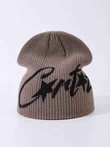 1pc Men's Fashion Hand-Painted Graffiti Letter & Star Pattern Knit Beanie Hat, Suitable For Autumn/Winter Daily Wear And Keeping Warm Winter Gear