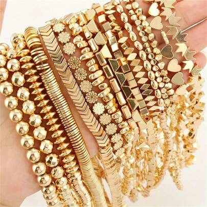 Natural Golden Hematite Asymmetrical Heart-Shaped Stone Beads, Elegant Spacer Beads, Suitable For Jewelry Making DIY Exquisite Bracelets, Necklaces, Earrings