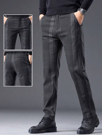 Herren Fischgrätmuster karierte Seitentasche Umschlag Fleece Gerade Bein Lässig Hose, Neue Herren Lässig Business Lange Hose, Herren Bekleidung, Lässig Herren Bekleidung, geeignet für Ehemänner, Freunde und Zusammenkünfte