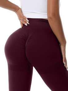 TNTOR 大码高腰提臀健身裤，高弹速干紧身打底裤，蜜桃臀中腰瑜伽黑色裤，高腰设计收腹，适合锻炼、骑行、健身爱好者春季穿着 - Bold Plum - 查看 9