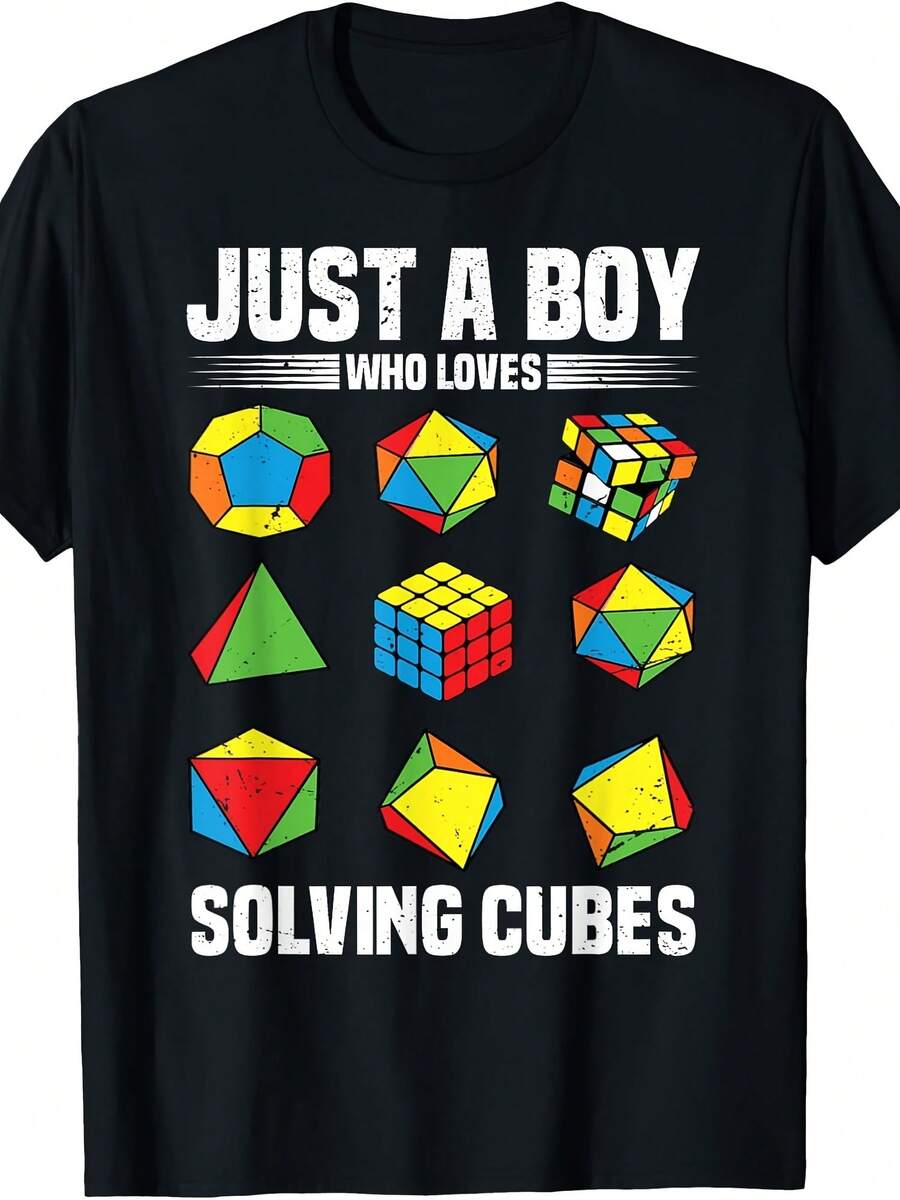 Just A Boy Who Loves Solving Cubes - Speed Cube Magic Cube T-Shirt - Style 12 - View 1