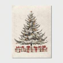 1 pieza Impresión de arte en lienzo de Navidad, decoración navideña para el hogar, póster de estilo vintage para sala de estar, dormitorio, pasillo - Sin marco