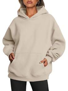 Oversized Fleece Hoodies, Fall & Winter Fashion Pullover Sweatshirts Women - 淺褐色的 - 查看 12