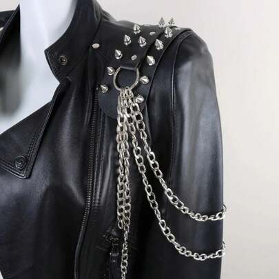 Hombrera de cuero para hombre, almohadilla de joyería para hombro, joyería de charretera con pinchos, hombro con funda decorativa