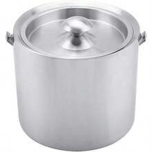 Stainless Steel Insulated Double Wall Ice Bucket With Lid And Handle For Wedding Party Picnic (3 Liters) - Silver - View 9