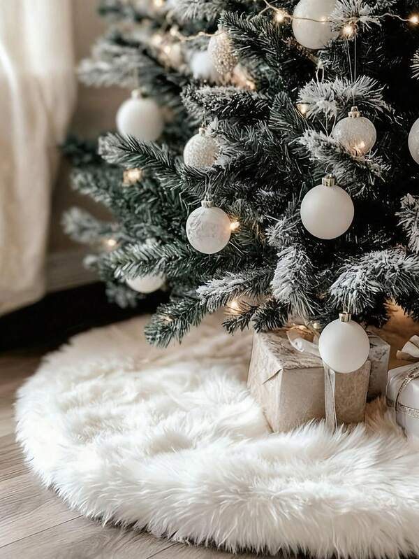 1 Peça De Saia De Árvore De Natal Branca E Macia, Decoração De Casa De Natal No Inverno, Decoração De Árvore De Tecido De Pelúcia Para Festa Festiva De Fim De Ano, Decoração De Natal, Decorações Para Árvores De Natal, Decoração De Natal, Decorações De Natal Para Casa, Decorações De Natal Ao Ar Livre.