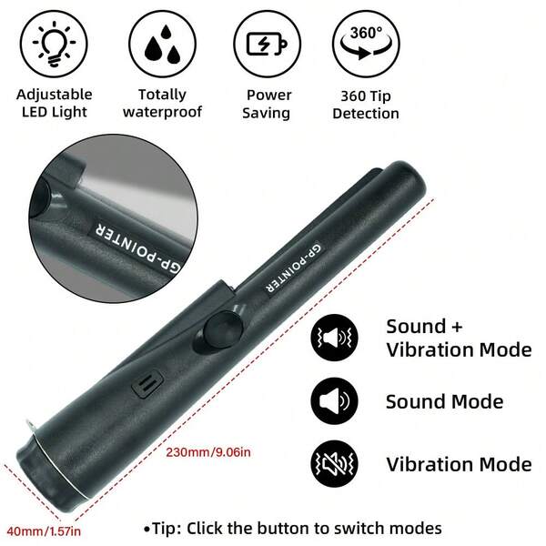 360 Degree Metal Detector With Pointer, Coin & Treasure Detector With Carrying Case, LED Indicator, Vibration Alarm, Requires 9V Battery (Not Included), High-Quality Coin Detector, Metal Detection, Relic Hunting, Ergonomic Handle, Handheld Device, High Sensitivity, Precise Positioning, Buzzer Alarm, Pointer Tool, Outdoor Enthusiasts, Treasure Hunters
