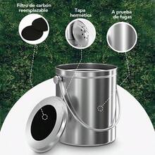 Contenedor de Compost, Compostador de Cocina, Contenedor de Abono, Compost con Filtro de Carbn de 1.3 Galones con Tapa, Compostador de Acero Inoxidable para Cocina, Bote de Basura - plateado - Ver 6