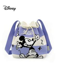 卡通撞色条纹米奇图案抽绳水桶包，适合日常出行和购物，日常使用，是送给朋友的绝佳礼物。 - 紫色 - 查看 10