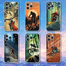 Mountain Bike Bicycle Phone Case Covercompatible with  17,16,15,14,13,12,11 Pro,Max,Plus,X,XS,XR,SE4,E Mini Transparent Soft Cover,Covercompatible with  17 Hülle, 17 pro Hülle, 17 promax Hülle