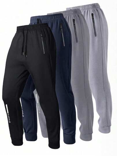 Men's Casual Trousers For Spring, Summer, Autumn And Winter, With Pockets And Zippers, Suitable For Daily Outings, Sports, Running, Hiking, Traveling And Casual Wear