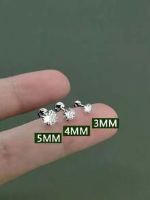 3 对 18K 镀金不锈钢经典圆形方晶锆石耳钉套装，时尚防过敏日常佩戴珠宝礼物，适合女士 - 耳環套裝 - 查看 7