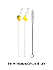 1/2/4 件/1/2 套可重复使用玻璃吸管，配有柠檬/樱桃/红草莓/粉红草莓水果饰物，适用于水杯，可爱弯曲透明吸管，配有清洁刷，适用于冷饮、奶茶、咖啡、果汁、冰沙、厨房、餐厅、鸡尾酒会、返校、送给女朋友/男朋友、父母、朋友的礼物、节日用品、万圣节、感恩节、圣诞节。 - 款式1 - 查看 26