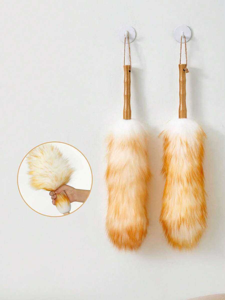 1pc Premium Lambswool Duster Brush - Soft, Flexible, Extendable Feather Duster For Efficient Cleaning In Tight Spaces - Ideal For Home And Professional Use, Gentle On Surfaces, Dusters For Cleaning - Multicolor - View 1