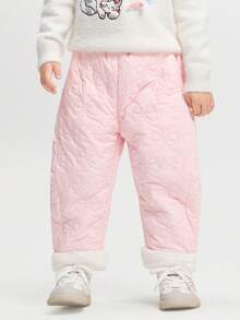 Balabala BalaOne Baby Girls Fleece Curved Pants, 2025 Winter, Soft Cozy Leggings