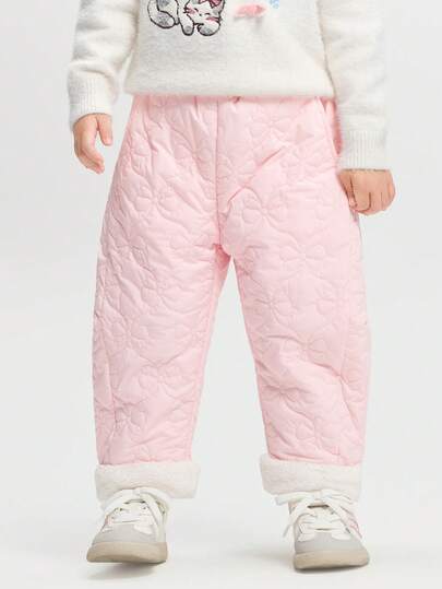 Balabala BalaOne Babyflickors fleecebyxor med böjning, vinter 2025, mjuka och mysiga leggings