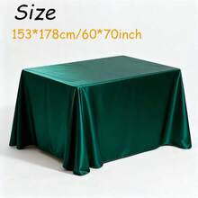 1pc Elegant Dark Green Satin Christmas Tablecloth, Rectangular Washable Reusable Tablecloth With High-Quality Polyester Satin Texture, Suitable For Weddings, Birthdays, Restaurants, Home Gatherings, Outdoor Parties, Christmas Party Table Covers - 墨綠色 - 查看 24
