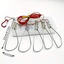 Stainless Steel Bait Fish Lock With Hook, 5-Piece Set Of Essential Fishing Tools, Anti-Slip And Anti-Running Fishing Equipment, Multi-Function Wheeled Fish Buckle With Ground-Inserted Maw Fish Lock.