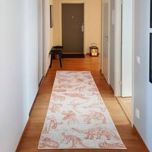 Retro Mid Century Abstract Pattern Rug On Ivory Background, Dark Orange And Reseda Green, 4' X 5' 5", Ideal For Bedroom, Dorm And Living Room - 亮橙色 - 查看 4