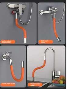 1pc Faucet Extension Pipe, Telescopic Filter Splash-Proof Universal Hose, Extended General Water Pipe, Bent Splash-Proof Shaped Pipe