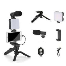 Phone Holder With Tripod, Portable Vlog Kit Ideal For Streaming, Filming And Video Recording, Including Photography Lighting Equipment For Vlogging - Black - View 3