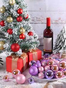 48/24Pcs Christmas Ball Ornaments, Classic Christmas Ornament Set, .18" Christmas Ball, Suitable For Christmas Tree,Plastic Christmas Ball Ornaments,Christmas Tree Decoration,Holiday Decoration Pendant Christmas Decorations Home Christmas Gifts Christmas Decor