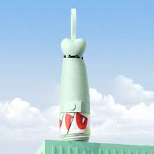 1pc Small & Cute Mini 5-Fold Fruit Portable Folding Umbrella, UPF50+ Sun Protection, Heart-Shaped Handle, Waterproof & Anti-UV, Capsule Umbrella, Mini Sun & Rain Umbrella