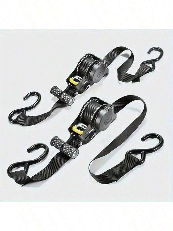 Heavy Duty Automatic Retractable Ratchet Tie Down Straps - 1500 Lbs Max Strength, 3m Length, With Padded Handles For Car, Motorcycle And Luggage Securing; Automatic Web Retraction For Secure Cargo Transport
