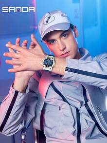 SANDA. SANDA New 6291 Fashion Student Sports Electronic Watch Multi Functional Waterproof Timing Student Electronic Watch - White - View 5