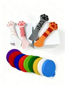 1个硅胶猫粮勺，适用于湿粮，迷你宠物罐头开罐器，猫/狗罐头喂食盖套装