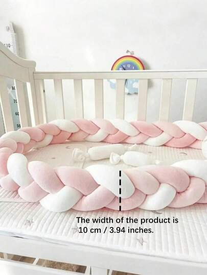 1 Stück handgefertigter nordischer Stil geflochtener Kinderbettschutz, gewebter geflochtener Kinderbetteinlage für den täglichen Gebrauch und Kinderzimmer Dekoration, Kinderbettgitter, Baby Zimmer Dekoration, Bettwäsche