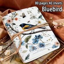 1 件，A5，80 页，鸟和花素描本，叶形吊坠皮革书签，绘画本，空白笔记本，非常适合旅行素描、便携式旅行计划、DIY 日记、创意写作，适用于学校、办公室、家庭、艺术用品、完美礼物、节日礼物 - A5 - 查看 14