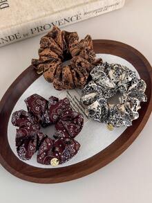 1 pièce Chouchou à imprimé floral vintage de noix de cajou, élastique à cheveux, support de queue de cheval polyvalent, élastiques à cheveux, bandes en caoutchouc pour cheveux, corde à cheveux