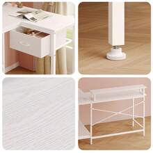 Tomnk Makeup Vanity Desk With Power Outlets And LED Lights, 43 Inch Simple And Stylish Vanity Desk With Charging Port, Small Corner Desk Table With Drawer And Shelf, Birthday Gifts(*NO MIRROR) - View 5