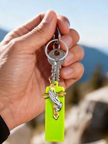 Combo de tira reflectante + llavero de cruz, colgante/dije de mochila de moda, adecuado para deportes al aire libre, accesorio de llavero DIY