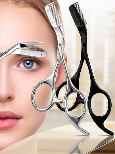 ANDVICTORY 1pc Eyebrow Trimmer Scissor With Comb Eyebrow Trimmers Professional Precision Eyebrow Trimmer Stainless Steel Eyebrow Trimmer Scissors With Combs Makeup Tool