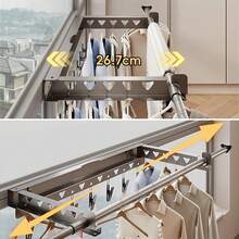 Techigher Clothes Rack Wall Mounted, Heavy Duty Detachable Garment Rack With Telescopic Rod & Clips, Saving Space Clothes Bar Multi-Purpose Hanging Rod For Bedroom, Closet - Black Trumpet - View 5