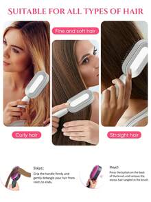 易清洁发梳 - 创新一键清洁梳，温和呵护秀发；柔韧球形刷毛抚平毛躁，轻松梳理，轻柔按摩头皮；符合人体工学的防静电手柄 - 彩色 - 查看 4