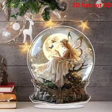 1pc 2D,Christmas-Style Acrylic Fairy Snowflake Glass Balls - Charming Desktop Decoration, Suitable For Any Room, Ideal Gift For Christmas And Valentine's Day, The Most Appropriate Gift For Christmas, Christmas Decoration, Birthday Decoration