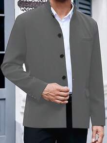RANTAR Mens Casual Suit Blazer Jackets Stand Mandarin Collar Lightweight Lined Business Dress Sport Coats - Xám - Xem 8