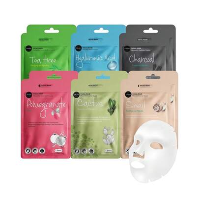 MORE BEAUTY 100pzas de Mascarillas Faciales Mascarilla Coreanas Natural, variables ,Kawaii de Tela Hidratantes Nutritivos,Reparadora, Cuidado de rostro
