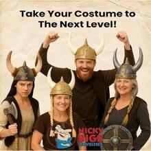 Nicky Bigs Novelties Viking Helmet With Horns Adult Plastic Norse Barbarian Warrior Hat Medieval Halloween Costume Accessorygift - VikingHelmetWithHairBraids - View 7