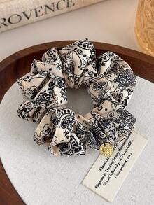 1 pièce Chouchou à imprimé floral vintage de noix de cajou, élastique à cheveux, support de queue de cheval polyvalent, élastiques à cheveux, bandes en caoutchouc pour cheveux, corde à cheveux