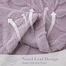 Manta de forro polar de franela blanca para sofá, cama - Mantas súper suaves para mujeres, manta esponjosa texturizada con hojas 3D, ligera y acogedora