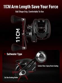 KINGDOM Macro Monster 诱饵式渔线轮 6.6:1 齿轮比 7+1 滚珠轴承 13kg 最大阻力 带报警系统 单/双摇臂 铝合金材质 轻量化设计 - 彩色 - 查看 9