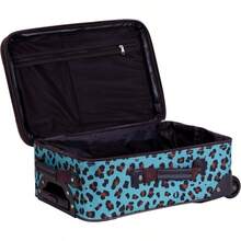 Rockland Fashion Softside Upright Luggage Set Blue Leopard 2Piece Set 14 19 Fashion Softside Upright Luggage Set
