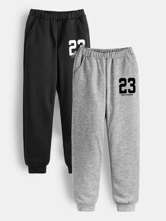 2件套男童休闲运动裤，带数字图案