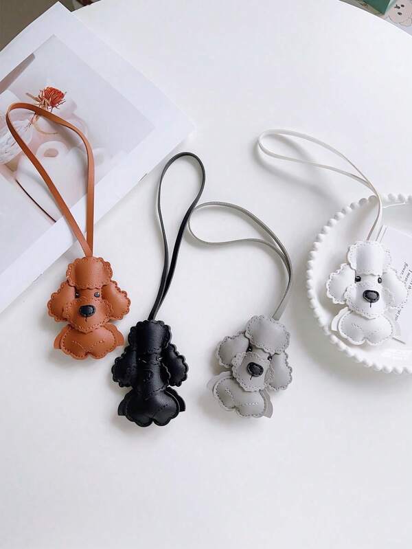 PU Leather Teddy Dog Pendant Solid Color PU Leather Dog Shaped Bag Charm Versatile Cute Puppy Keychain Ornament Gift Gifts For Women Gifts For Men