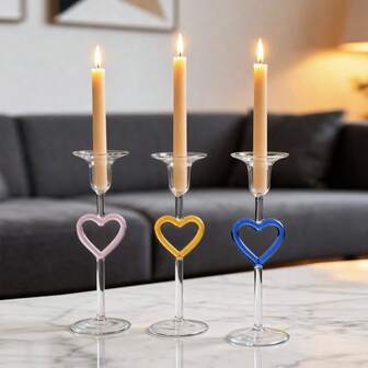 1pc European Style Heart-Shaped Candle Holder, Home Decor, Wedding Supplies, Romantic Candlelight Dinner Prop