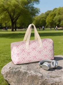 Cartoon Bow Girl Pattern Printed Fashion Travel Tote Bag, Multifunctional Handbag & Shoulder Bag, Suitable For Outdoor, Travel, Fitness, Camping, Hiking, Back To School Essentials, Holiday Travel Necessity, Travel Bag, Travel Accessories - Multicolor - View 4